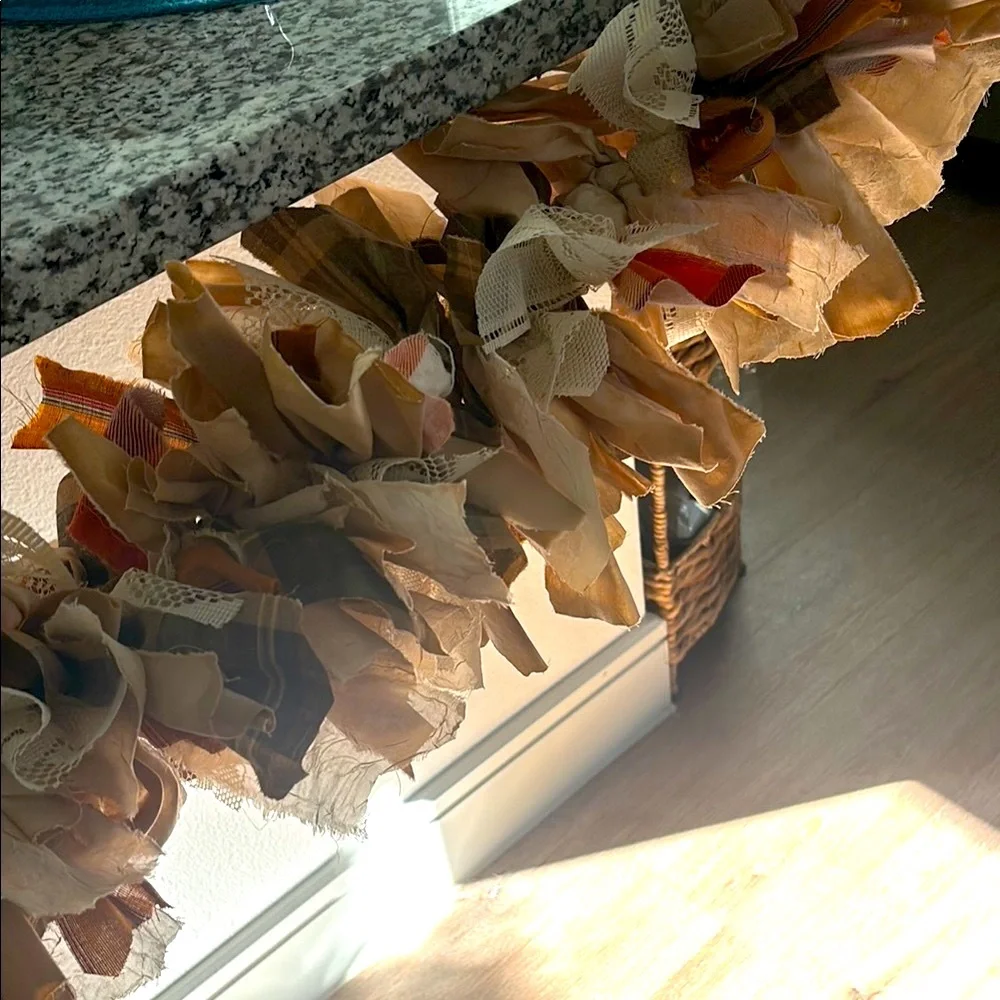 Primitive Rustic Rag Fabric Garland  Handmade Beautiful Colors NEW Final Sale
